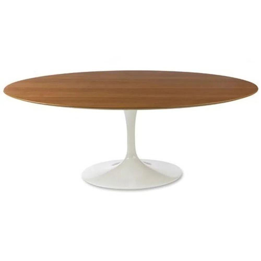 Mesa De Jantar Tulipa Oval 160x90cm Tampo Freijó Branco