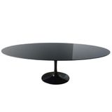 Mesa De Jantar Tulipa Oval 140x90cm Laqueada E Vidro Preto