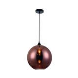 Pendente Luminaria Lustre Vidro Metal 1xe27 40w 35cm Cobre