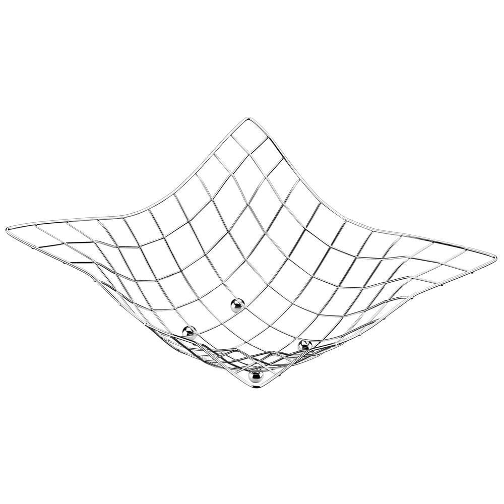 Fruteira De Mesa Utimil Quadriculada Em Aço Cromado 33 Cm