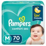 Fralda Pampers Confort Sec Pack Tamanho M com 70 unidades
