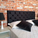 Cabeceira Cama Casal Capitonê King Suede Preto 195 x 60