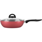 Frigideira Wok Com Tampa Brinox Chilli Panela Antiaderente Pro-flon 24cm 2,5l Cereja