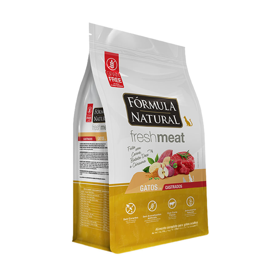 Ração Fórmula Natural FreshMeat para Gatos Adultos Castrados Sabor Carne - 7kg