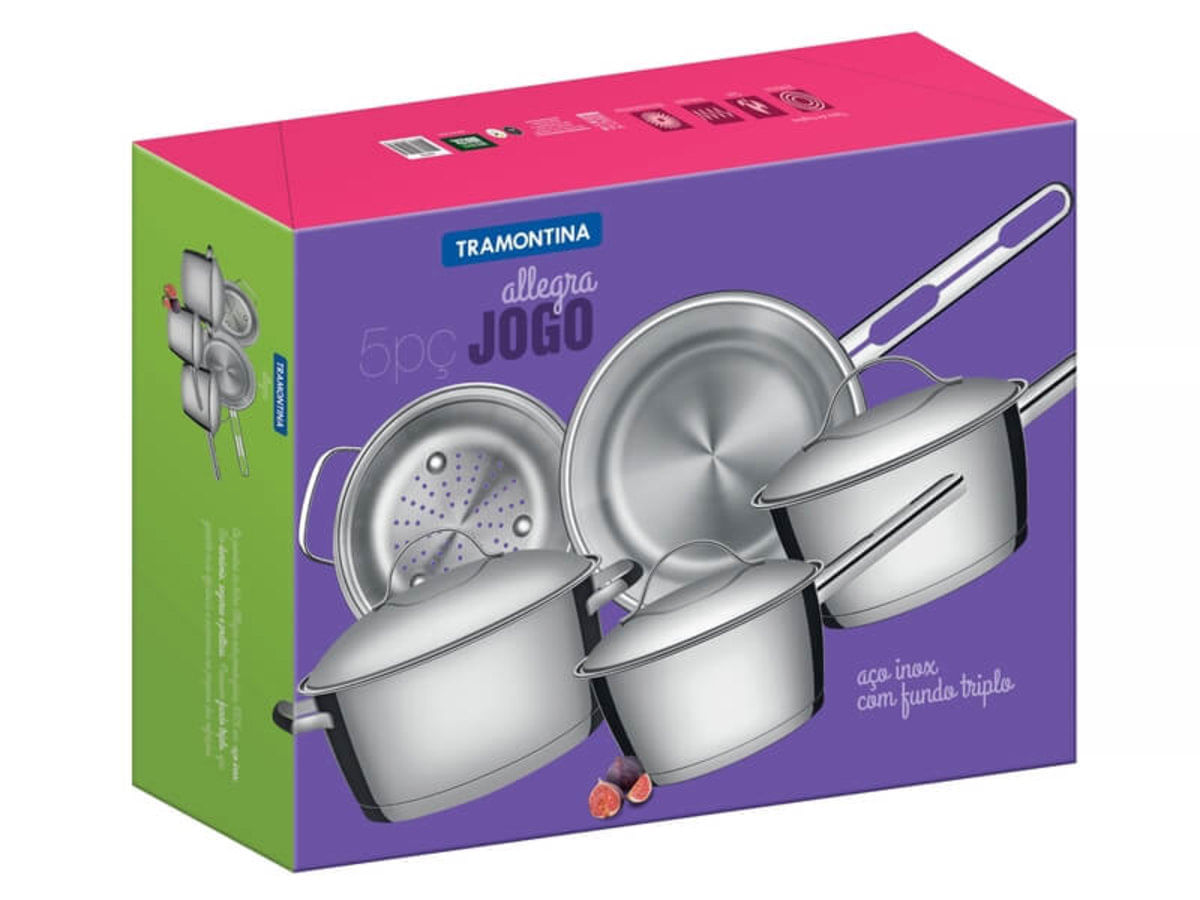 Jogo de Panelas Aço Inox 5 Peças ALLEGRA