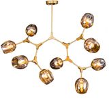 Lustre Pendente Para Sala 9 Braços Dourado E Champagne