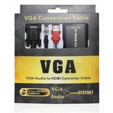 Cabo Conversor Vga Para Hdmi Com Áudio Usb