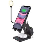 Estação De Carregamento Sem Fio 4 Em 1 Suporte De Carregamento De Telefone Sem Fio Dobrável Com Luz De Preenchimento Para Iphone 12/12 Pro/12 Pro Max