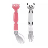 Kit Colher Silicone Pandinha Rosa - Buba Baby