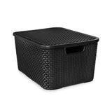 Organizadora Rattan com Tampa 15lts Preto 25593