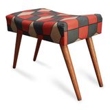 Puff Cama inBox Kingston Retangular com Pés em Madeira Maciça Tecido Suede