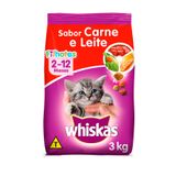Ração Whiskas para Gatos Filhotes Sabor Carne e Leite - 3kg