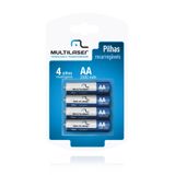 Pilhas Recarregaveis AA Multilaser 2500mAH com 4 Unidades - CB052 - CB052