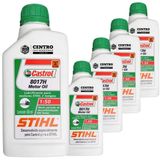 Kit Com 5 Unidades De Óleo 2 Tempos Castrol Stihl 500ml Lubrificante Com Alto Poder Detergente Evitando Acúmulo De Resíduos De Carbono Nos Motores