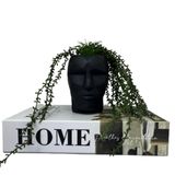 Conjunto Decoração Livro Home + Vaso Preto Escultura Rosto