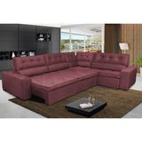 Sofa de Canto Retrátil e Reclinável com Molas Cama inBox Austin 3,65X2,54 ou 2,54X3,65 Suede Velusoft Vinho