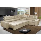 Sofa de Canto Retrátil e Reclinável com Molas Cama inBox Austin 3,65X2,54 ou 2,54X3,65 Suede Velusoft Bege