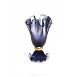 Vaso Em Cristal Murano Azul Com Ouro 24 K - São Marcos