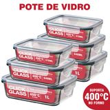 Kit Com 6 Potes De Vidro Click Glass Premium 100% Herméticos