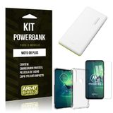 Kit Carregador Portátil 10K Tipo C Moto G8 Plus + Capa Anti Impacto +Película Vidro - Armyshield