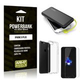 Kit Carregador Portátil 10K Apple iPhone 8 Plus Powerbank + Capa + Película de Vidro - Armyshield