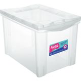 Caixa Plástica Multiuso Médio Alto Cristal 30l Organizador