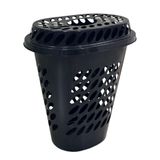 Cesto Oval Elegance Para Roupas Com Tampa Preto Arqplast