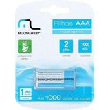 Pilha Recarregável Aaa 1000mah Com 2 Cb051 - Multilaser