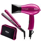 Kit Travel Shine Prancha + Secador 1000w Rosa Bivolt -philco