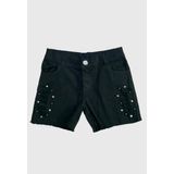 Short Jeans Preto com aplique- Meninas