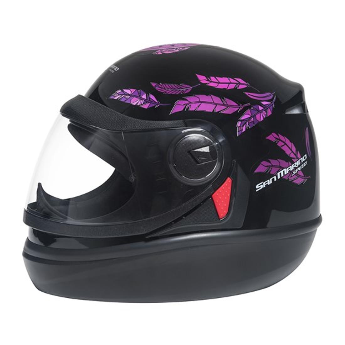 Capacete Para Moto San Marino Speed Fly Moto Fechado Taurus - Preto E Rosa - 56