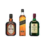 Kit Whisky Old parr 12 anos 1litro + Whisky Black Label 12 anos 750ml + Whisky Buchanans 12 anos 1litro