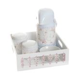 Kit Higiene Com Porcelanas E Capa Borboleta Rosa Quarto Bebê