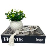 Conjunto Decoração Livro Home + Vaso Branco + Colar Japamala