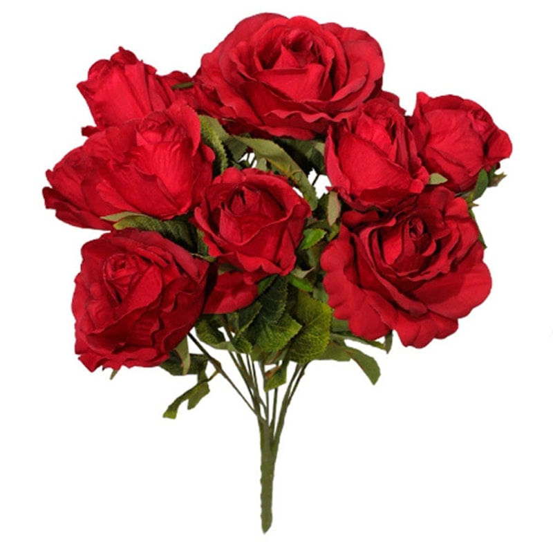 Buque artificial de rosas vermelhas com 10 flores e folhagem - Carrefour -  Carrefour