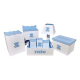 Kit Higiene Bebê Mdf Tema Ursinho Azul Bebê Promoção