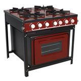 Fogão Industrial Venâncio BR4BFVR Bravo 4 Bocas Com Forno Vermelho