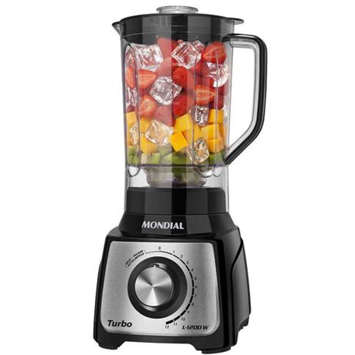 Liquidificador Mondial Turbo Inox L-1200BI 1200W Preto - 127V