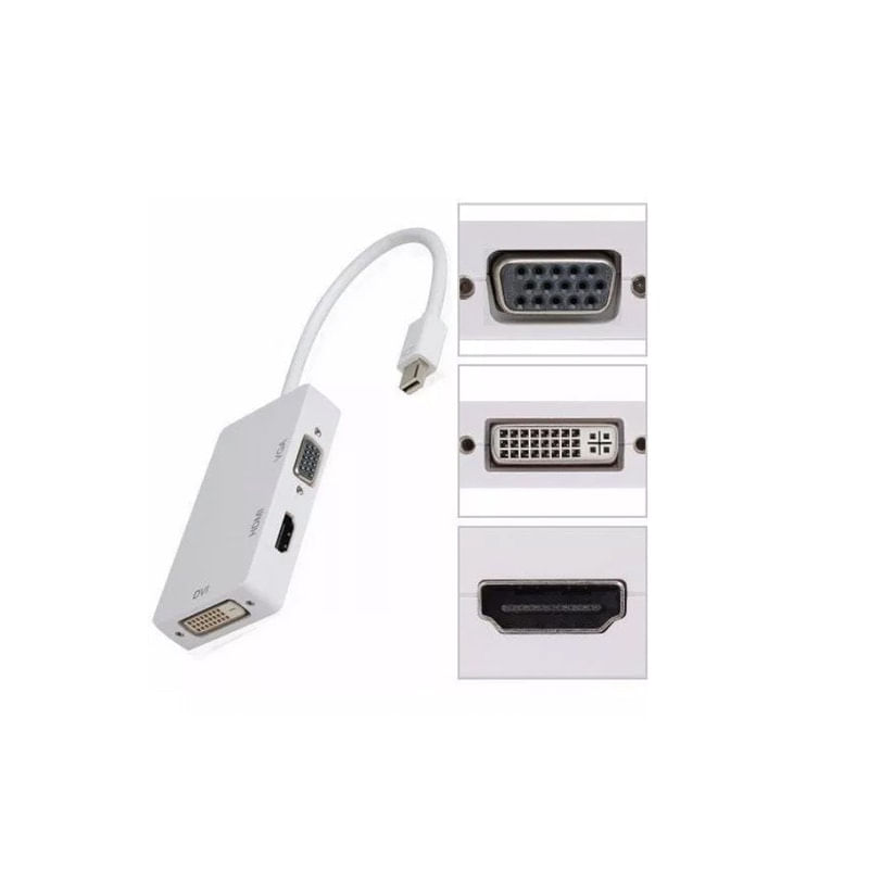 Adaptador conversor Mac Thunderbolt mini Displayport 3x1 Hdmi Vga DVI