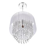 Lustre Pendente De Organza e Cristal Acrílico Manucrillic Pr