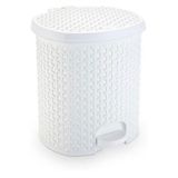 Lixeira Rattan Com Pedal 6 Litros Branco