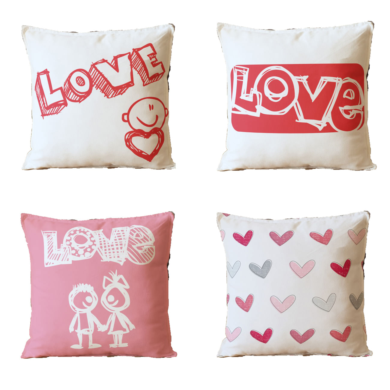 Kit 4 Almofadas Para Sofá Sala Cheia 40x40 Love