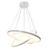 Lustre Led Moderno Pendente Anéis Led 89w 3 Arcos Prata