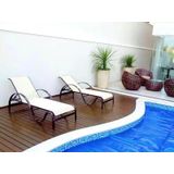 Kit 2 Espreguiçadeiras Em Alumínio E Tela Sling P/ Piscina