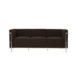 Sofa Le Corbusier 3 Lugares Cromado Em Couro Natural Marrom