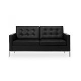 Sofa Florence Knoll 2 Lugares Cromado Em Couro Natural Preto