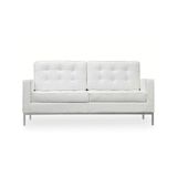 Sofa Florence Knoll 2 Lugares Inox Em Couro Natural Branco