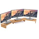 Suporte Triplo Monitor Tv Mesinha Em Madeira Maciça
