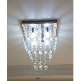 LUSTRE DE CRISTAL PARA SALA DE JANTAR,ESTAR,HALL DE ENTRADA,CORREDOR, BASE DE INOX 20X20CM  COM 20CM DE ALTURA