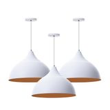 Kit 3 Lustres Pendente Meia Lua Branco 40cm Chapeu Branco